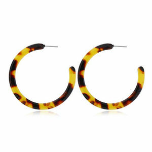 TORTOISE SHELL ACRYLIC HOOP EARRINGS